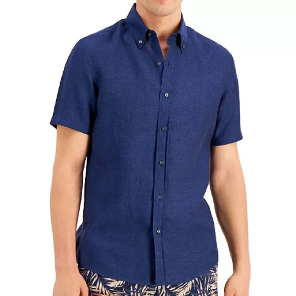 Michael Kors NWT Blue 💯 Linen button down 👕